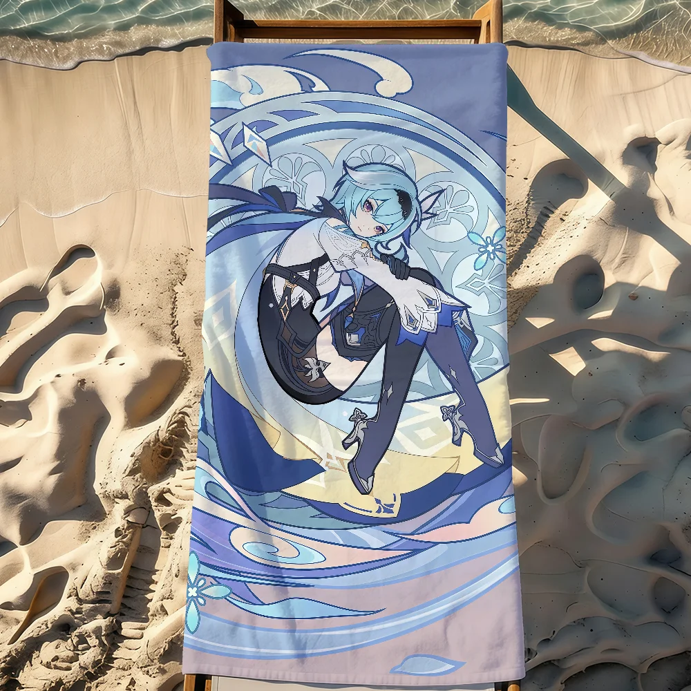 Genshin Impact Eula Towel Sports Quick Dry Travel Camping Gear Sandproof Soft Light Large Beach Towel