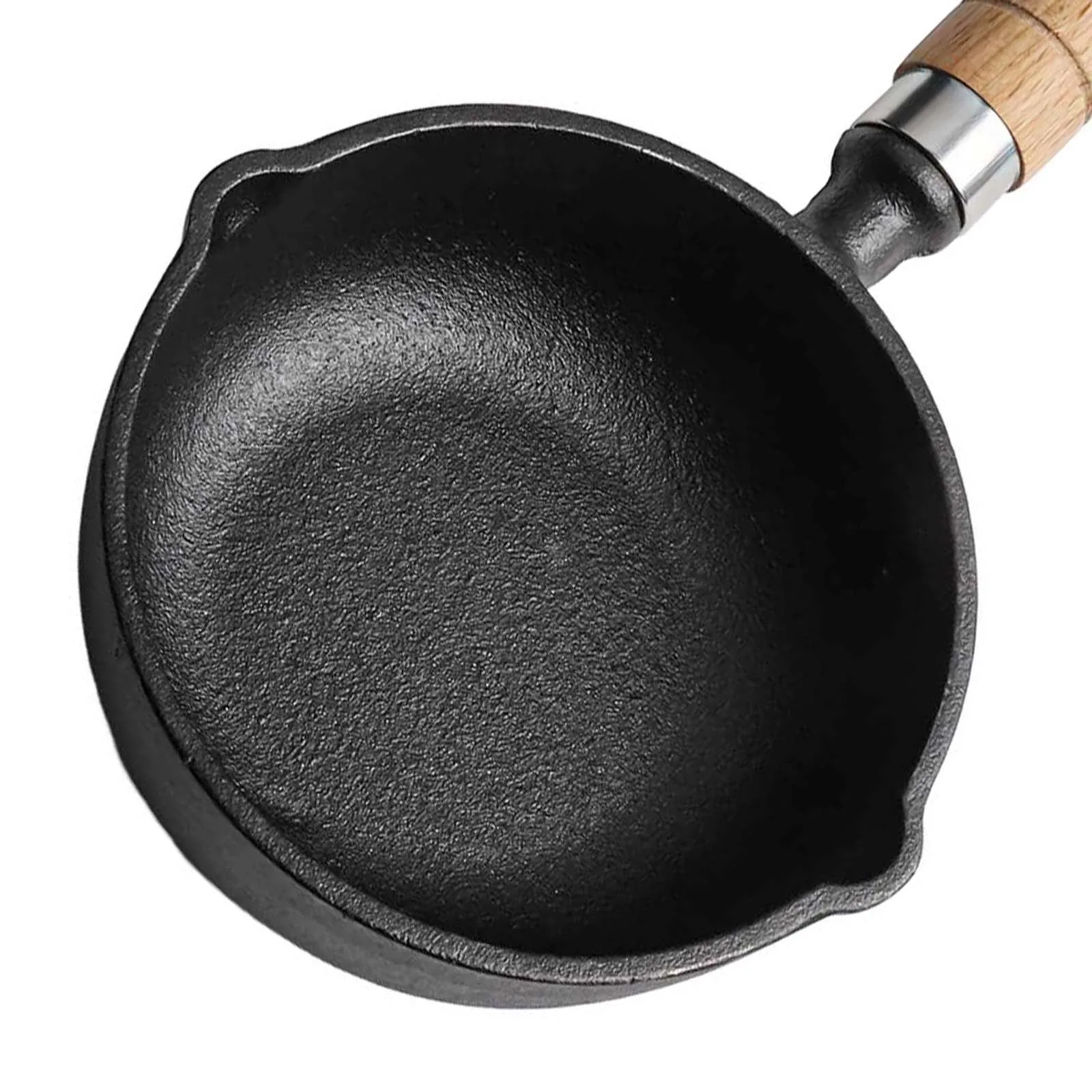 Black Portable Cast Iron Pan Easy To Clean Even Heat Distribution High Temperature Resistance Natural Seasoning