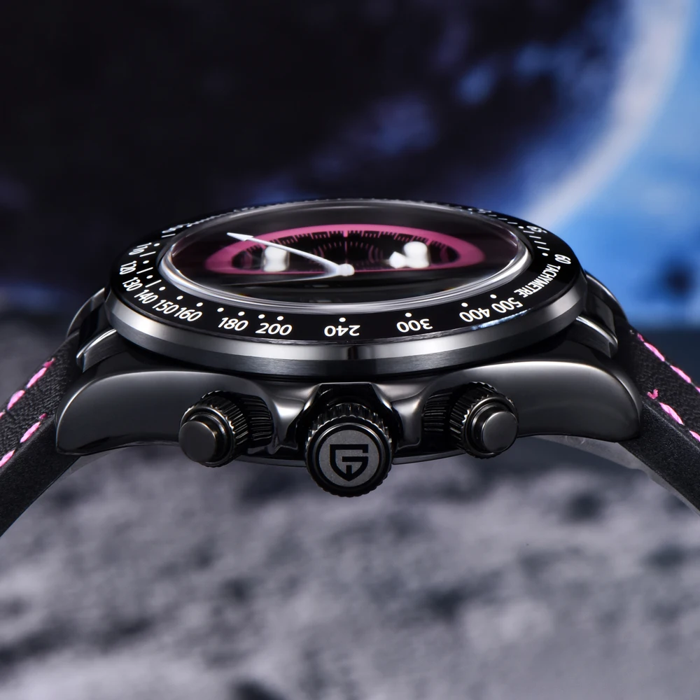 PAGANI DESIGN Pink Panda Men's Watch Quartz Wristwatches Luxury Speed Chronograph Watch For Men AR Sapphire Waterproof Luminous