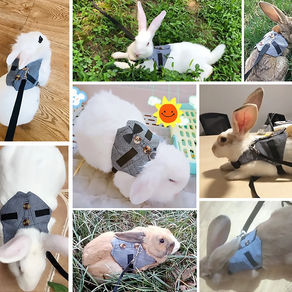 

1Set Small Pet Harness Breathable Lightweight Adjustable Bunny Harness Leash Soft Cotton Polyester Chest Strap Pet Traction