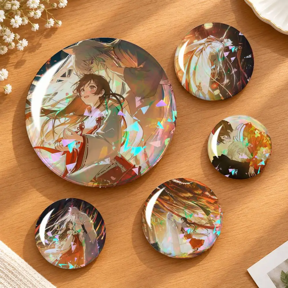 T-Tomoe N-Nanami Anime K-Kamisama Kiss Custom Tinplate Round Button Badges Pins Brooches for Clothes Backpack