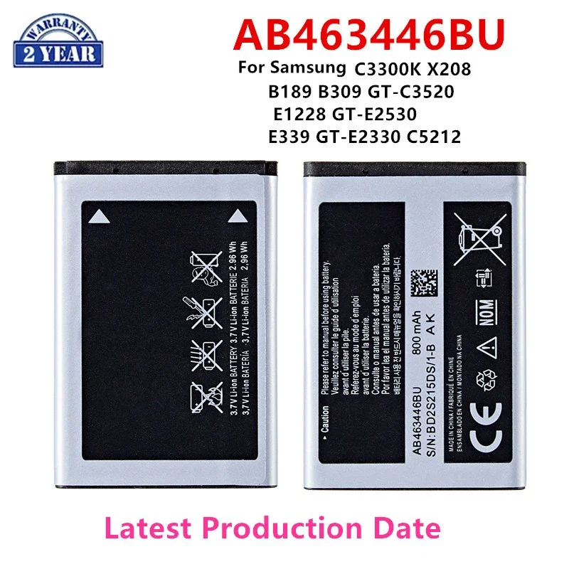 

Brand New AB463446BU AB043446BE AB553446BU Battery For Samsung C3300K X208 B189 B309 GT-C3520 E1228 GT-E2530 E339 GT-E2330 C5212