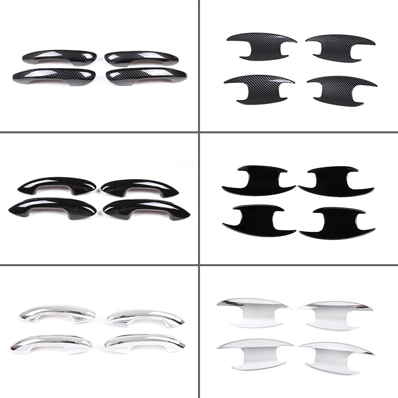 For Mercedes-Benz C-Class W206 2022 ABS Carbon Fiber Car Door Handle Cover  Door Bowl Protection Covers Sticker Auto Accessories