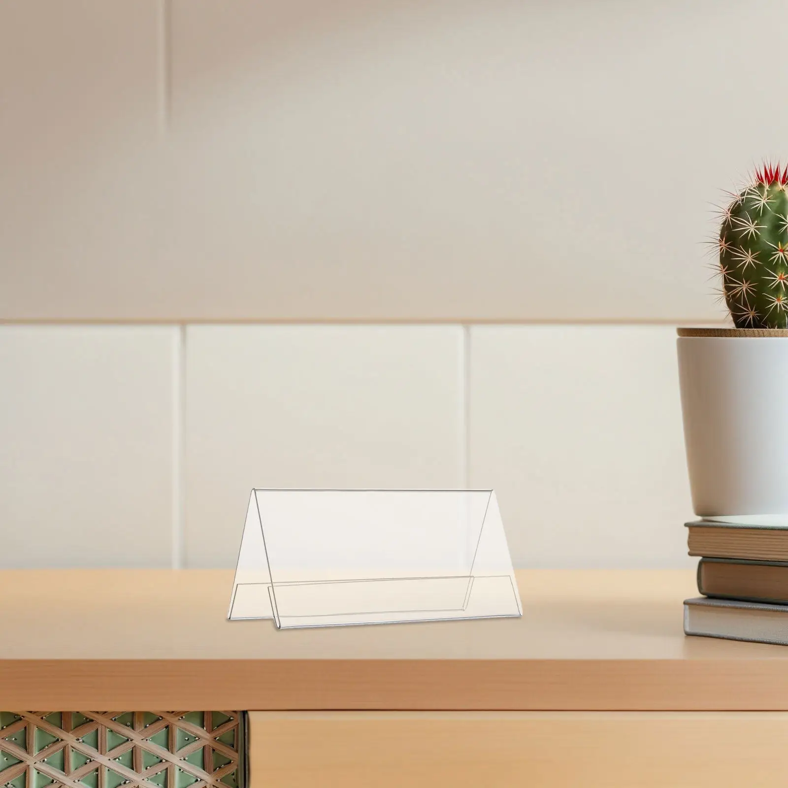 

12Pcs V Shape Double Sided Desk Name Plate Holders Clear Plastic Slant Back Sign Frame for Office Meeting Conference School Desk