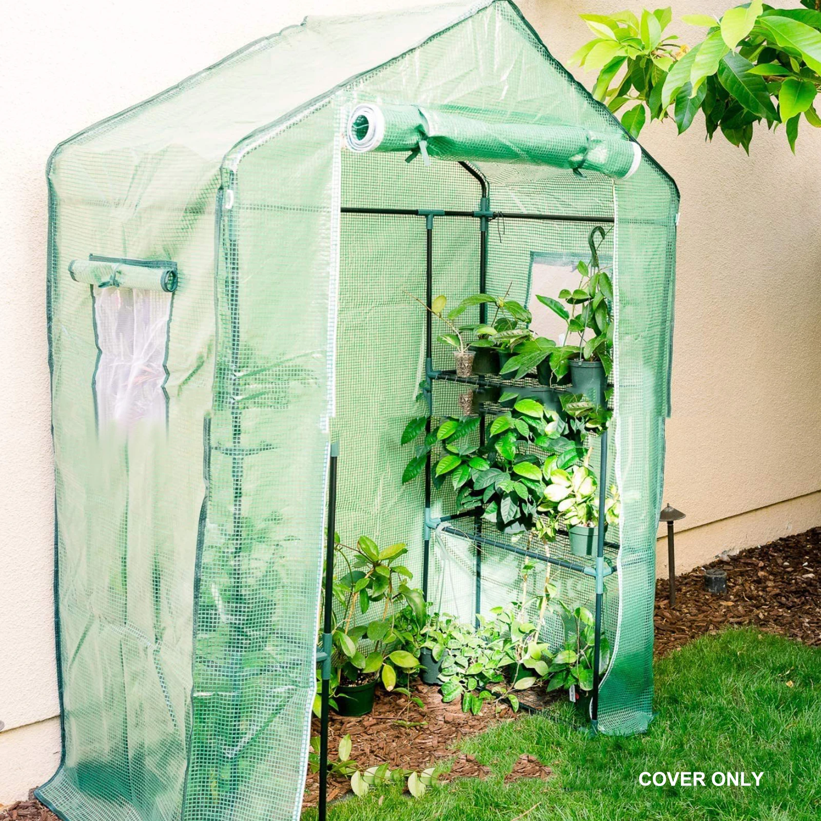 Walk In Greenhouse Cover ，Large Greenhouse, Garden Green House,PE Growhouse Cover - 143x73x195cm COVER ONLY