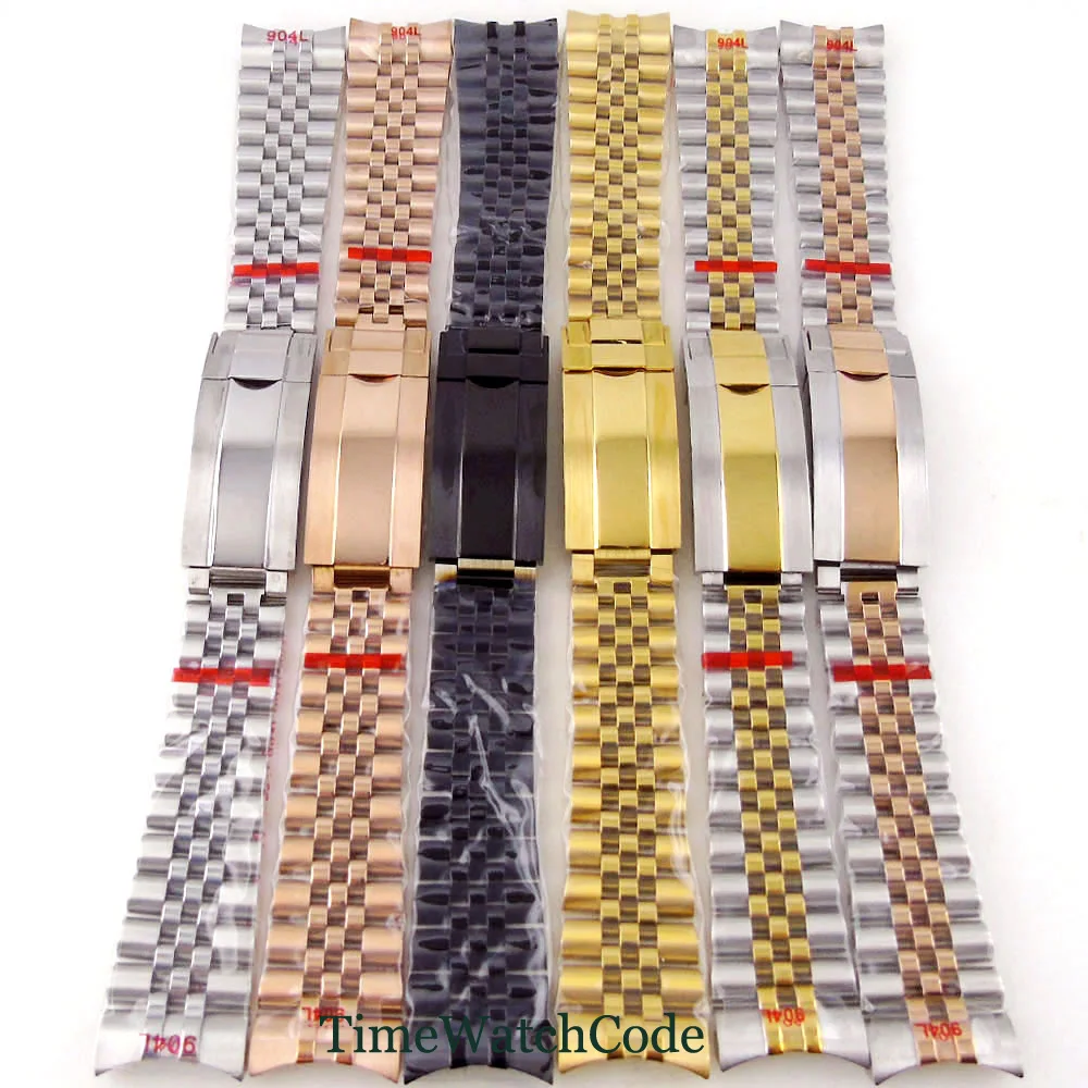 Imagem -02 - Solid Ver Strap Pulseira de 316l Glide-lock Clasp Pulseira Fit Relógio Bliger Tandorio Prata Preto Rosa Ouro 20 mm Aço Inoxidável