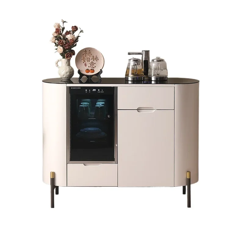 

Light luxury cream style solid wood tea bar machine, cabinet integrated cabinet for home use