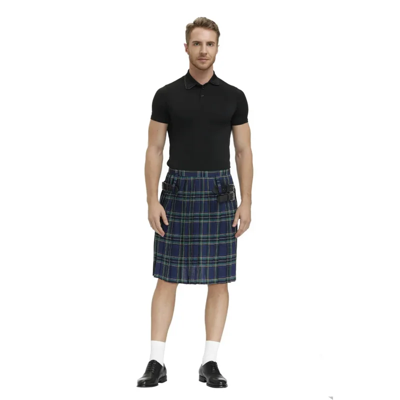 Uomini scozia Kilt tradizionale Plaid cintura pieghettata catena bilaterale gotico Punk Hip-hop Avant Garde scozzese Tartan pantaloni gonne