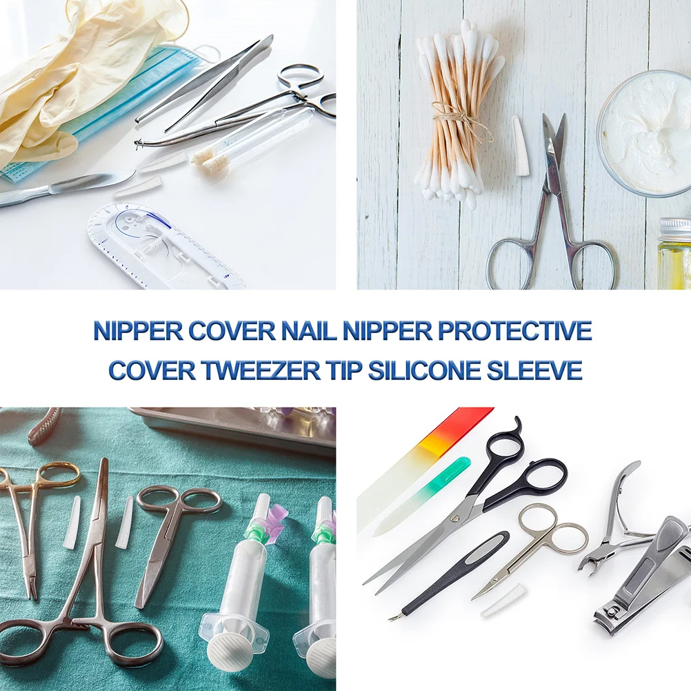 

200pcs Nipper Cover Silicone Bend Clip Protector For Manicure Pedicure Tools Tweezer Tip Sleeve Dead Skin Tweezers Cap