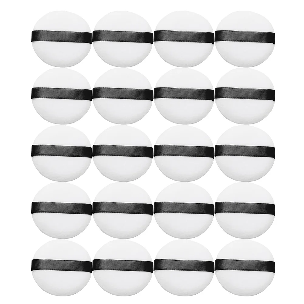 

20pcs Round Flocking Puff Applicators Soft Crystal Velvet Material Save Powder Natural Makeup Look Suitable Home Salon