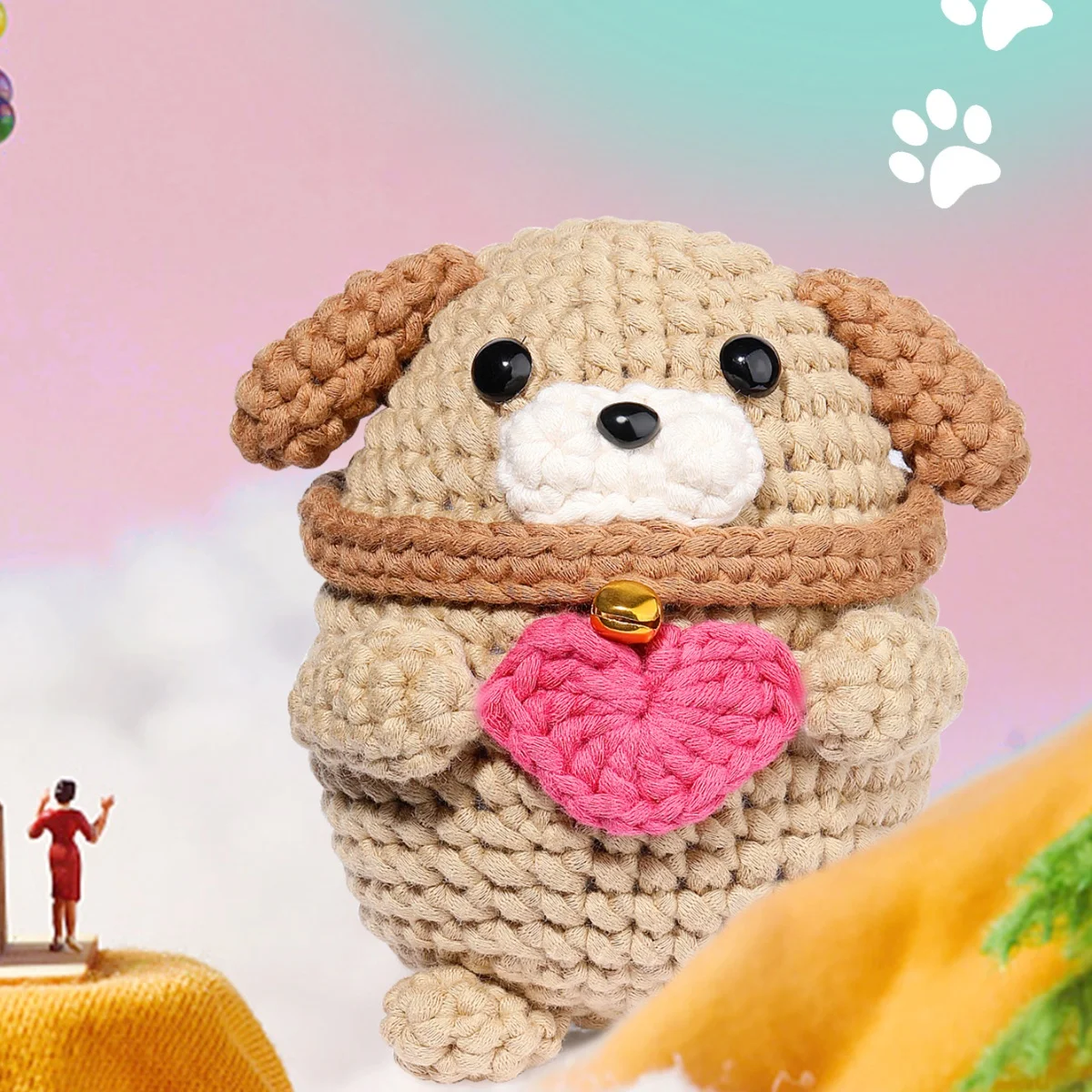 مجموعة كروشيه للكلاب من MIUSIE للمبتدئين، مجموعة أدوات كروشيه من مزيج القطن والنايلون تتضمن دروس فيديو مع غزل كافي وملحقاتها #5