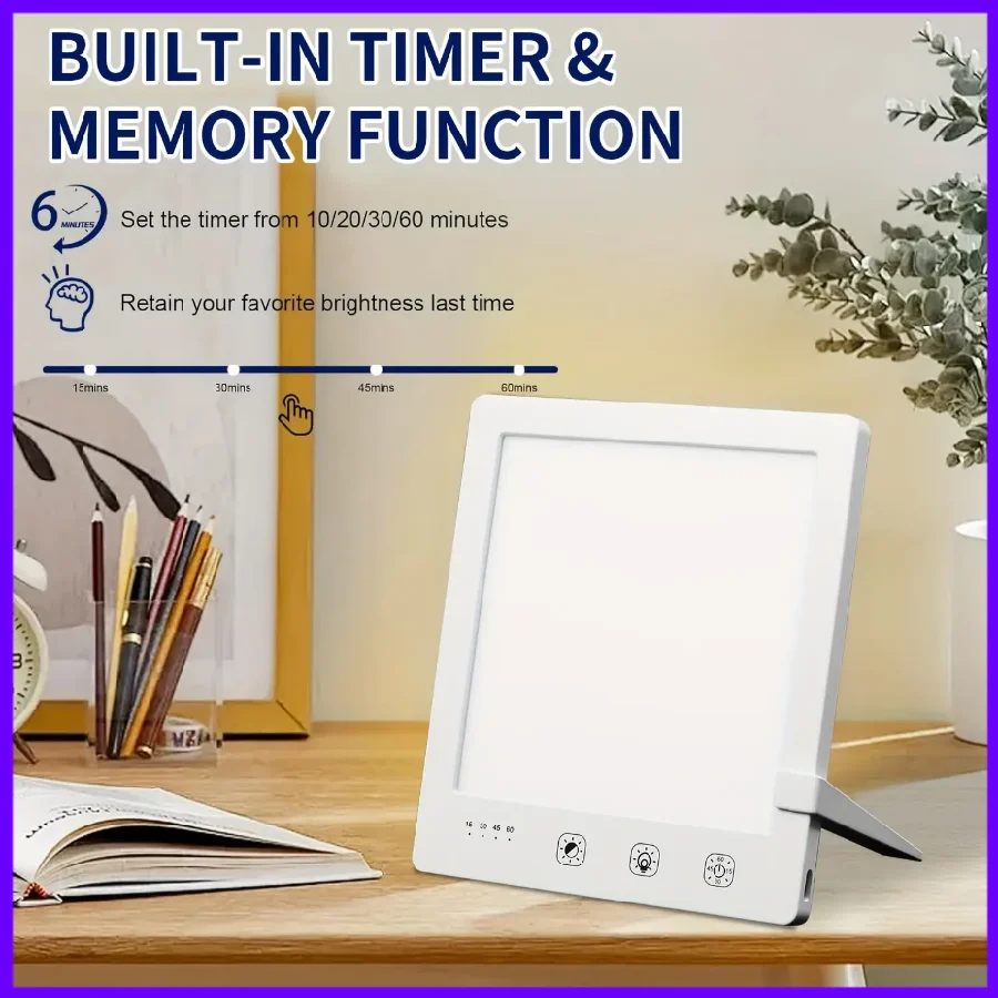 10000 Lux UV-Free Daylight Lamp with Timer 3-Color Temperature Dimmable Mood Booster for Home Sleep Support Light Therapy Lamp