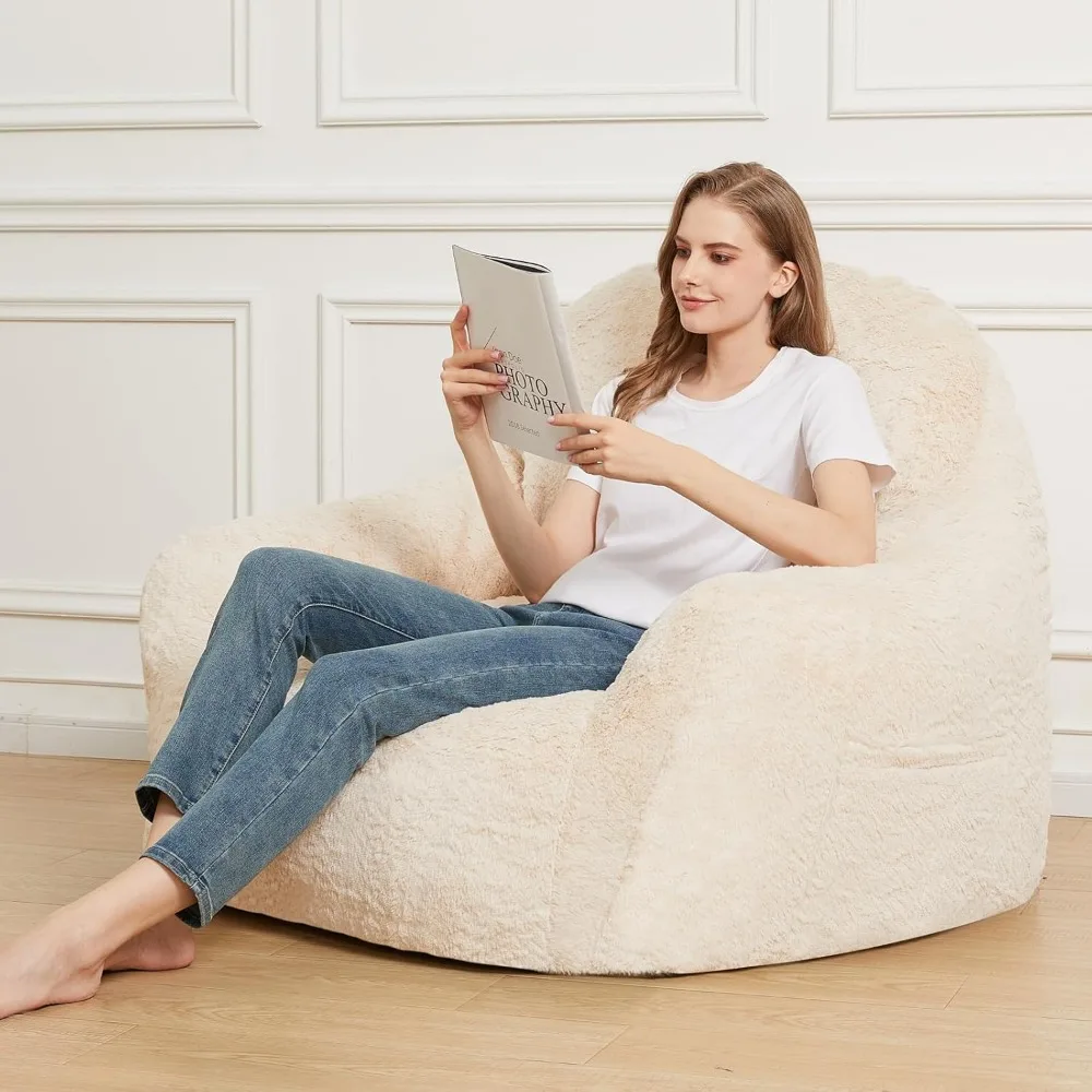 

Giant Bean Bag Sofa Chair Bean Bag Chair with High Density Foam Filling Oversized Fluffy Bean Bag Couch for Audlts and Children