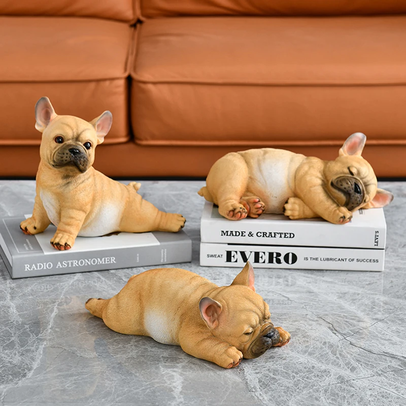 

Nordic Style Simulated Animal Model, Creative French Bulldog Statue Ornaments, Modern Home Living Room Bookcase Decorations