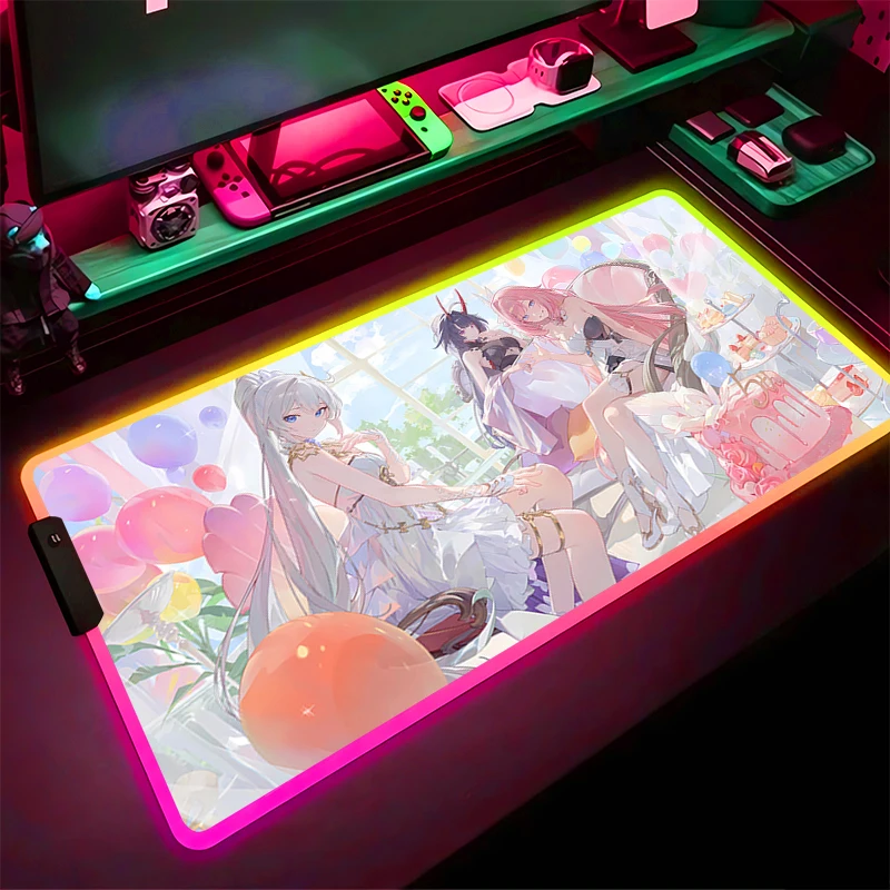 RGB Large Mouse Pad LED Light Game accessories Pad table mat computer game Mouse mat Elysia Honkai Impact 3 Mousepad Home Decor