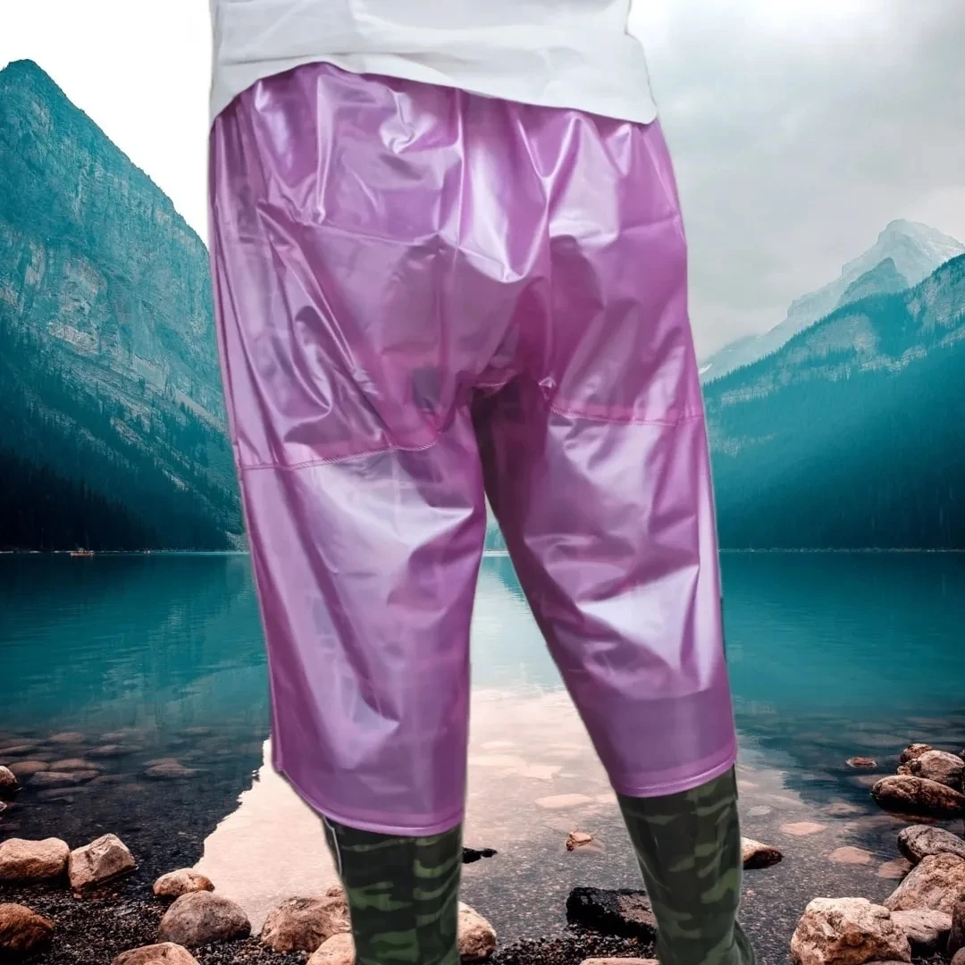 PVC Waterproof Elastic Waist Rain Shorts (slittly color varies have)