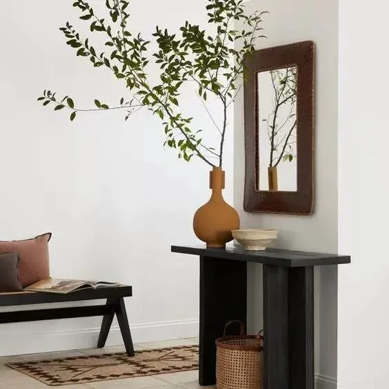 

Wabi Sanfeng Entrance Entrance Table Retro Solid Wood Bar Corridor Old Medieval Style Homestay Entrance Cabinet