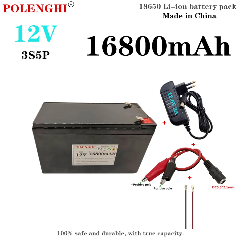 Литиевый аккумулятор POLENGHI 3S5P, 12 В, 16800 А · ч, 18650 мА · ч, со встроенным током высокого напряжения 20 А, BMS для распыления и электромобиля