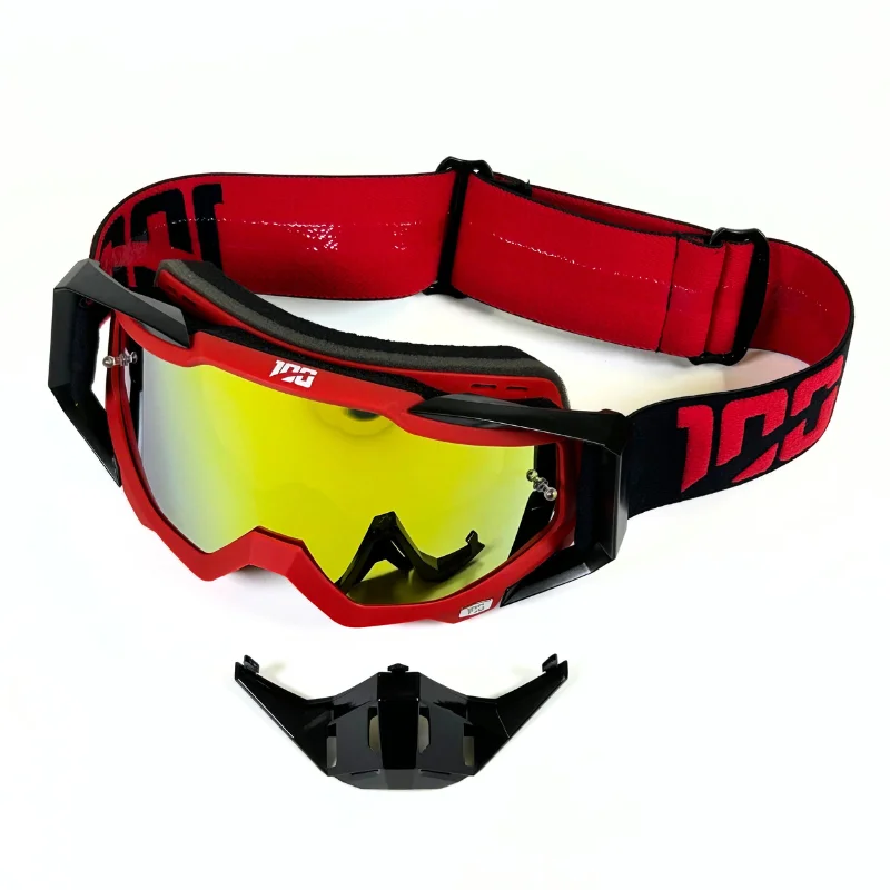 Motocross Goggles 100 Red HD Lens Windproof MTB Dirt Bike Off Road Racing Goggles for Mountain Bike DH Downhill Cycling Glasses