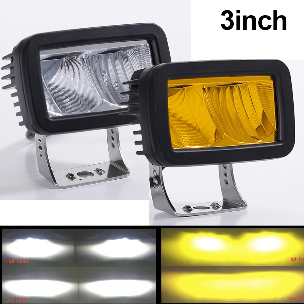 

ATV UTV Led Light Car Motorcycle Headlight 20W White Yellow High Low Beam Fog Lamp DC 12V 24V LED Work Light Truck SUV off road