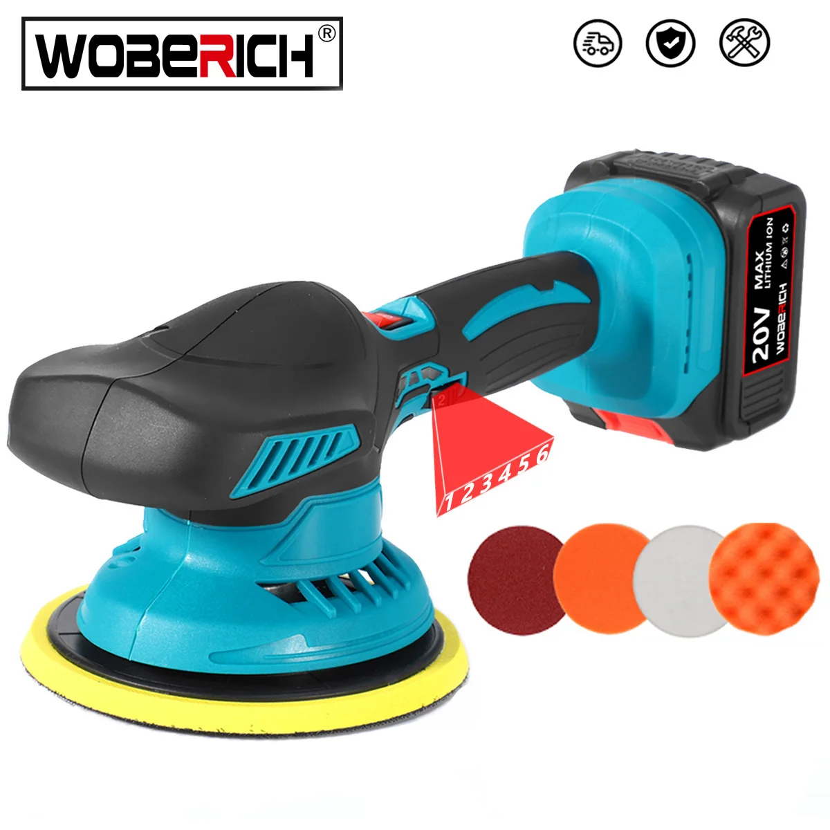 

21V Cordless Car Polisher 6 Gears Electric Auto Polishing Machine Multifunction Metal Waxing Wood Sanding Rust Removal Tool