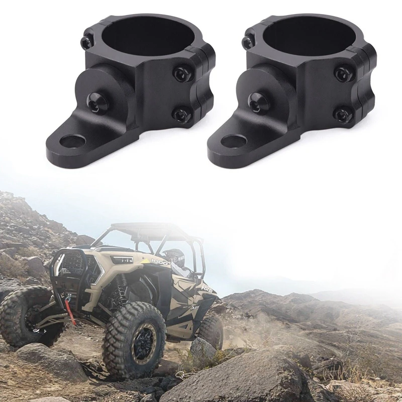 UTV LED Whip Light Mounts CB Antenna Bracket For 1.5Inch-2Inch ATV Rollbar Cage 4X4 Accessories, 2PCS Black