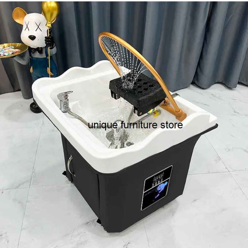 

Portable Small Comfortable Shampo Chair Mobile Bed Station Water Circulation Head Water Treatment Shampoo Salon Furniture WZ50SC