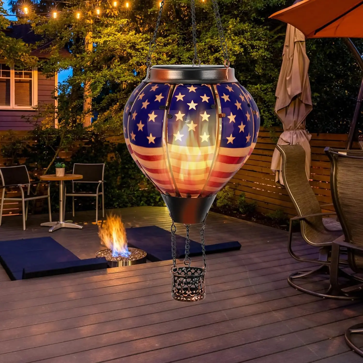 

Modern American Popular Creative Personality Atmosphere Lantern Style Outdoor Solar Charging Hanging Lamp Decoration