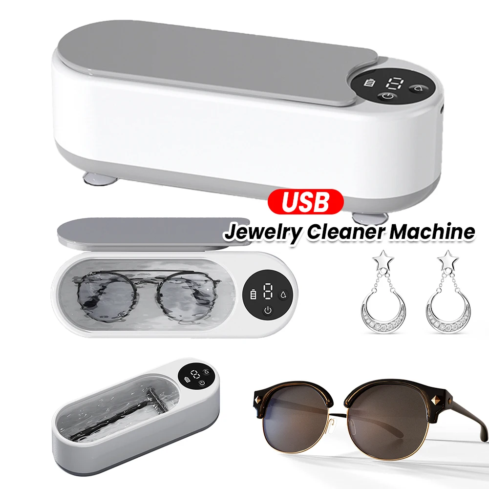

Ультразвуковая машина для чистки ювелирных изделий, портативная машина для чистки очков и брекетов, высокочастотная вибрация для колец и ожерелий