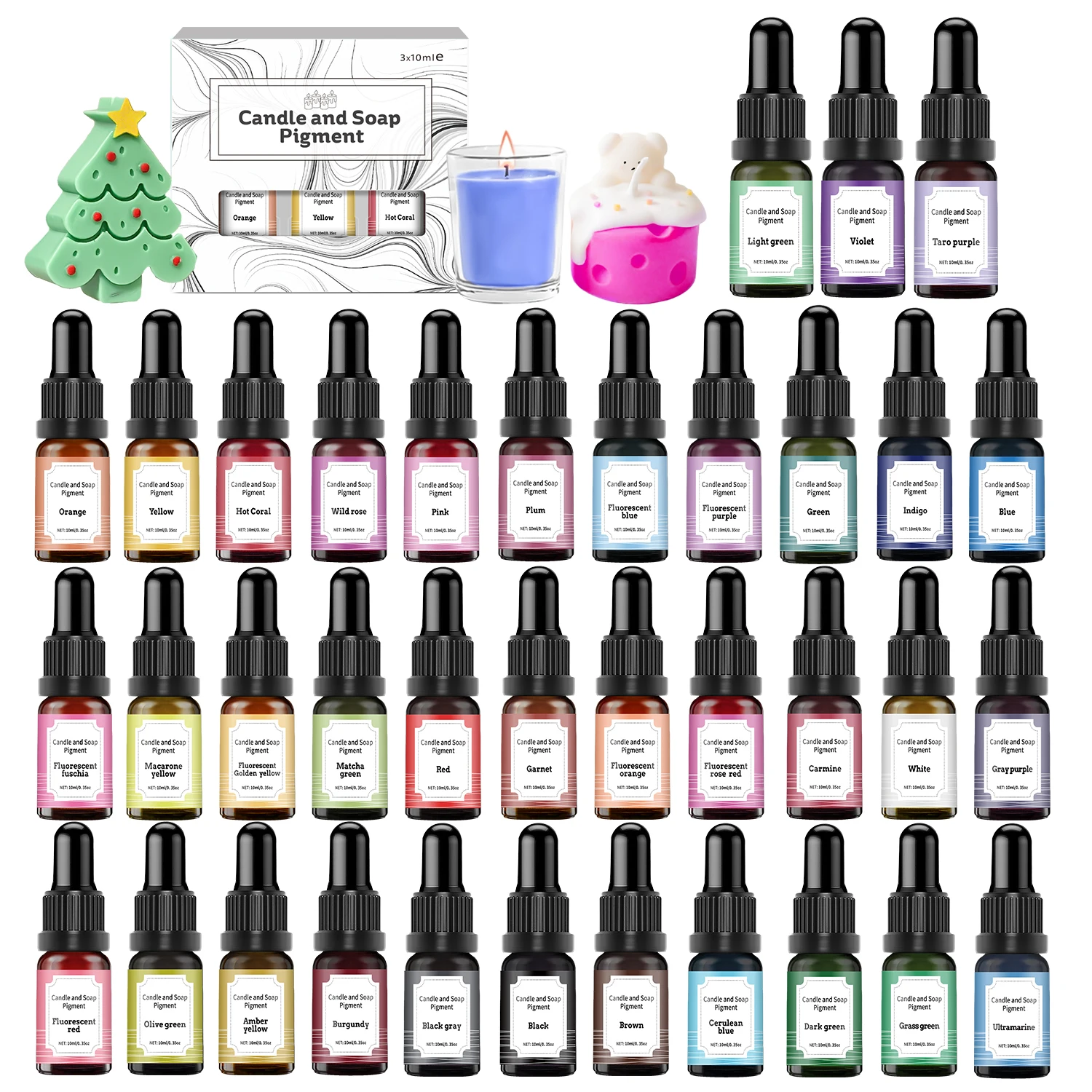 3 Renk/Set Mum Boyaları Pigment Yüksek Konsantrasyon Aromaterapi Renklendirici Mum Kalıp Sabun Boyama El Yapımı Zanaat Reçine Pigment