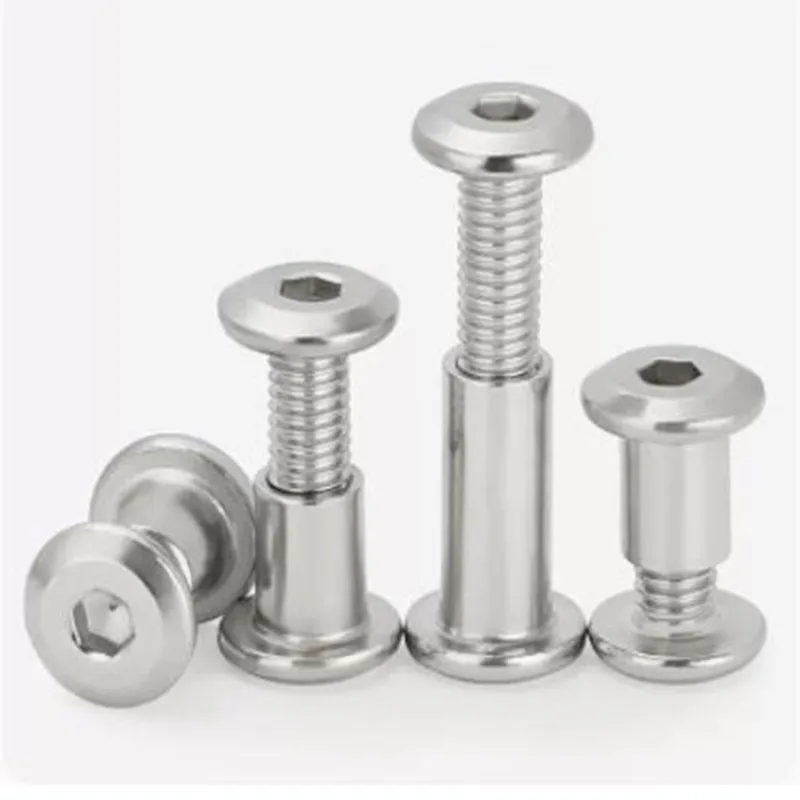 2-10pcs M3~M8 304 Stainless Steel furniture nut with screw Flat hex Splint Screw Nut Combination Album Butt Account Book Nail