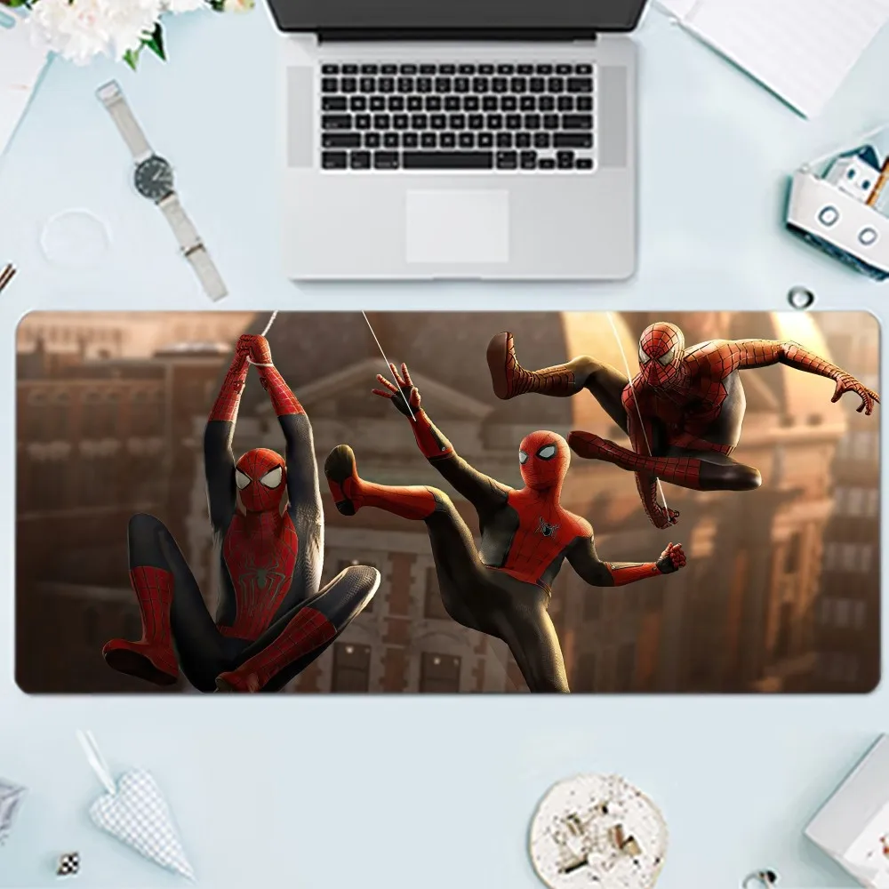 Spider-Man Mousepad Gamer PC besar, keset Keyboard Gaming tanpa cara untuk rumah MW