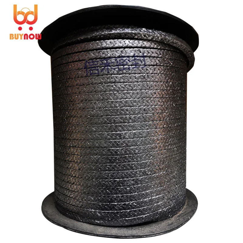 Customized high pressure graphite packing black high resistance gentle sealing graphite packing nickel wire graphite packing