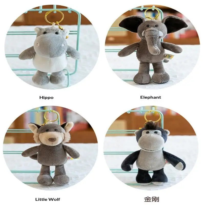 Niedlicher Cartoon-Tier-Plüsch-Schlüsselanhänger 15 cm Schildkröte Elefant Tiger Löwe Nilpferd Waschbär Bulldogge Katze Pinguin Affe Plüschtier – Detail 11