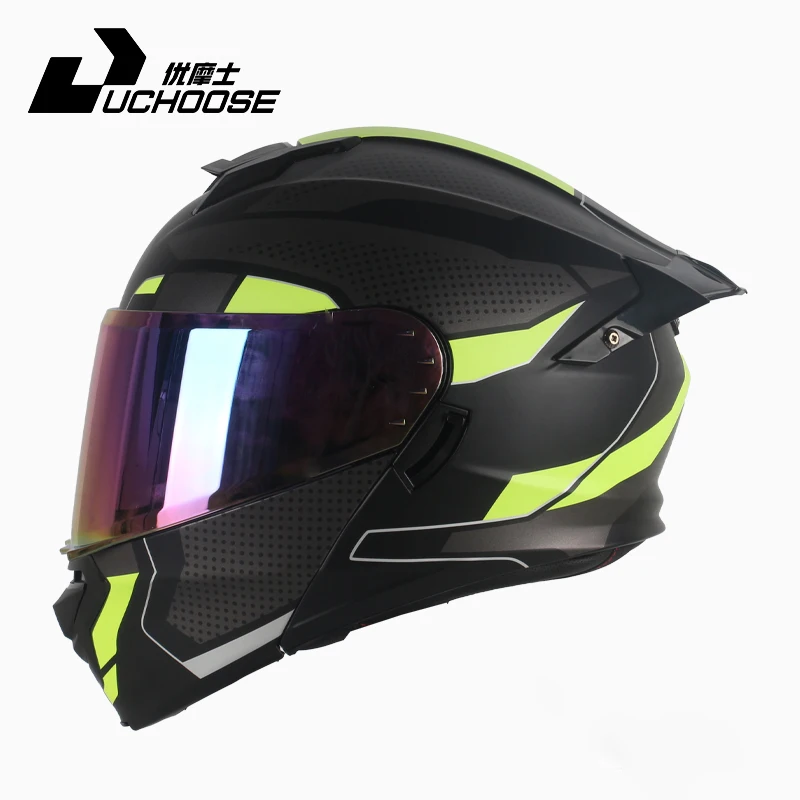 

Flip-Up Modular Motorcycle Helmet DOT/ECE Certified - Dual Visor Sunshield, Quick Release System, Lightweight ABS Shell for Men