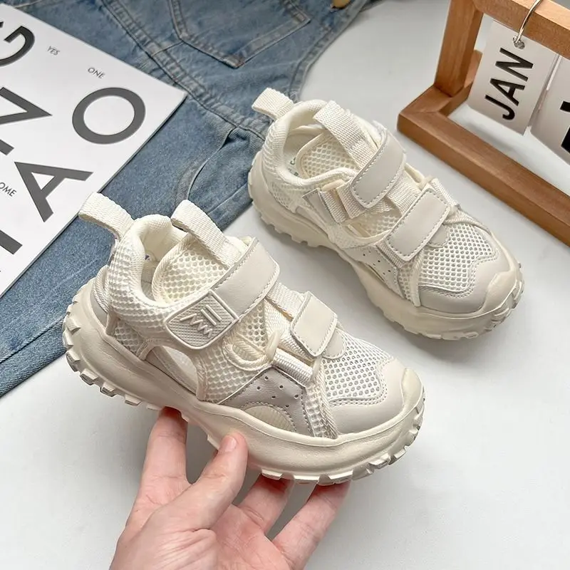 

New 2024 Kids Sandals Summer Girls Boys Hollow Mesh Sneakers Breathable Children Sports Shoes Closed Toe Student Beach Sandalias