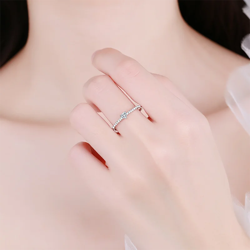 2022 Thời Trang Nhẫn Đối Với Phụ Nữ Bất S925 Sterling Silver Bạc Đơn Giản Vuông Zircon Quyến Rũ Ngón Tay Wedding Engagement Quà Tặng Trang Sức