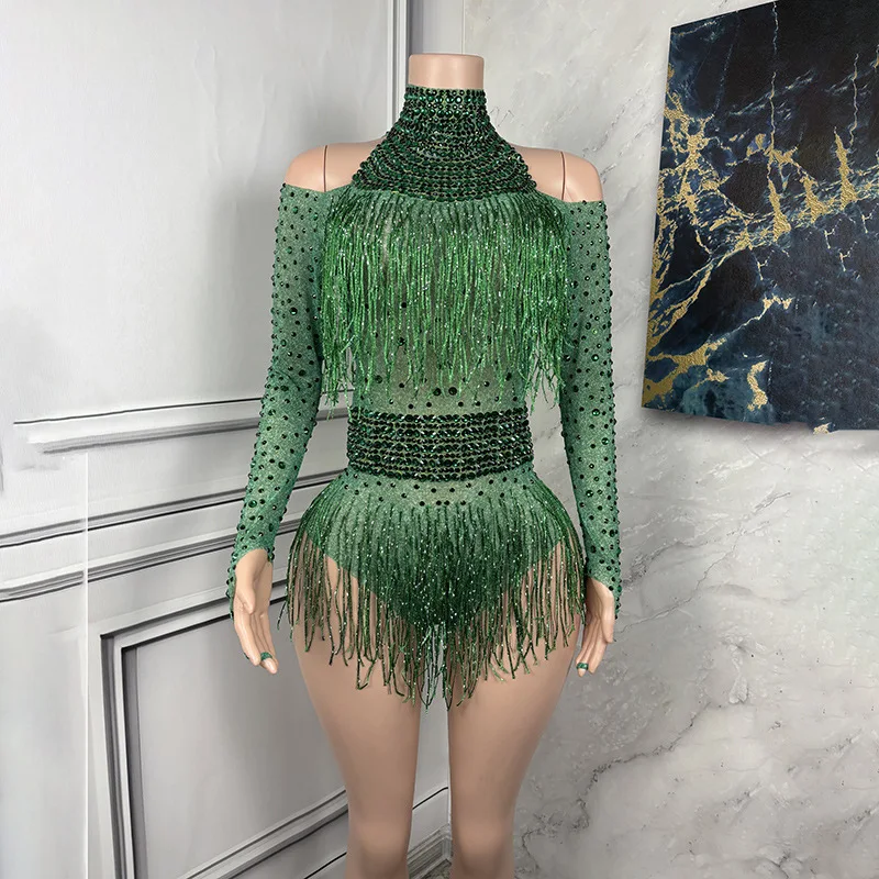 

Women's Troupe Stage Costume Nightclub Bar Tassel Dancing Annual Ball Hosting Costume Talent Show Party Wear Dress For The Women