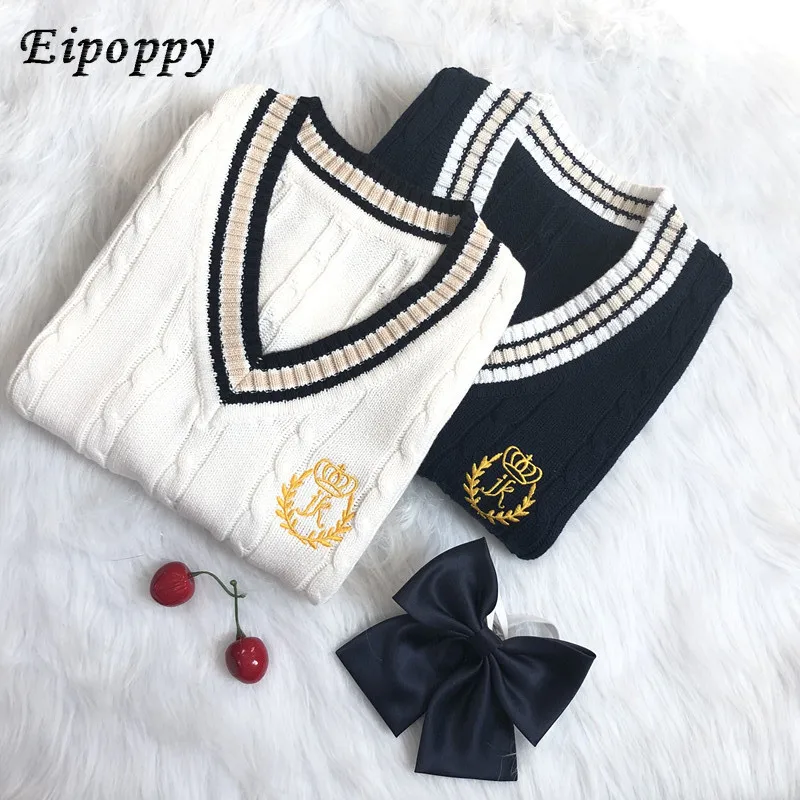 College-Stil Weste Pullover Weste Schüler Schuluniform reine Baumwolle kleine Weste Strick pullover