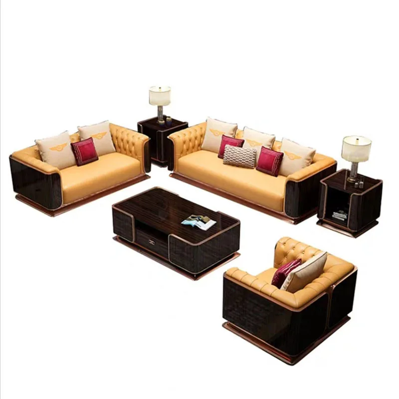 

Современный угловой кожаный диван-комплект из натуральной кожи высшего качества, легкий люкс, трехместный, для гостиной