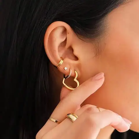 Heart Drop Earrings Stainless Steel ICFTZWE