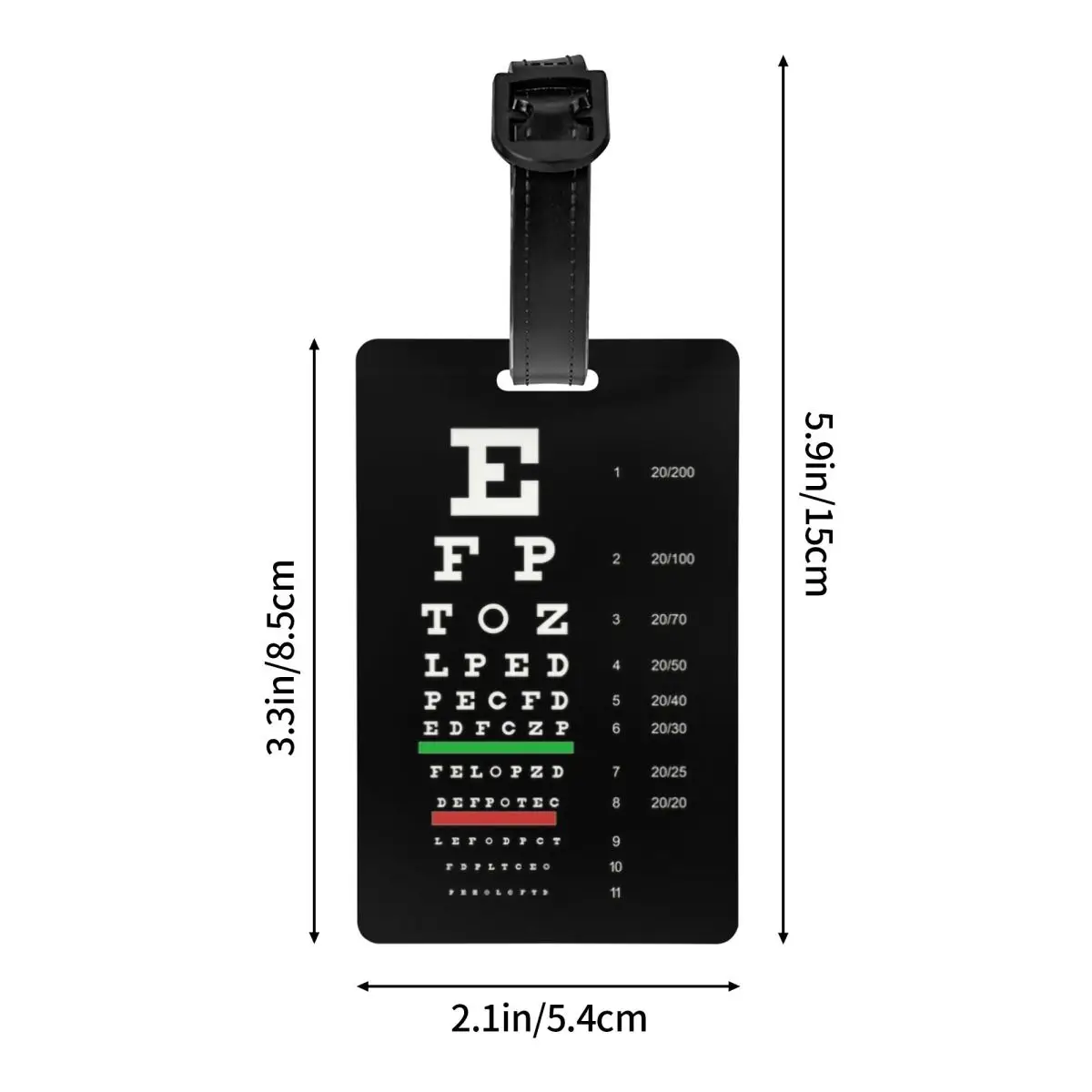 Snell Eye Chart tag bagasi kustom Optometrist bagasi tag privasi penutup nama kartu ID