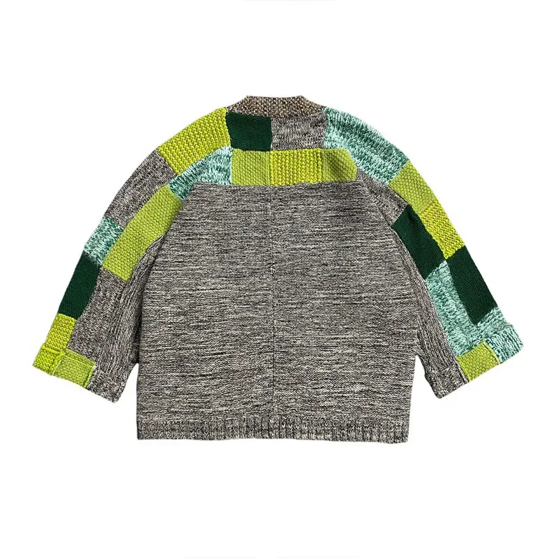 Kapital Vintage Non Hirata Hiroshi Spliced Knitwear Handmade Strap Loose Thickening Sweater Cardigan Men Oversized Daopao - Image 6