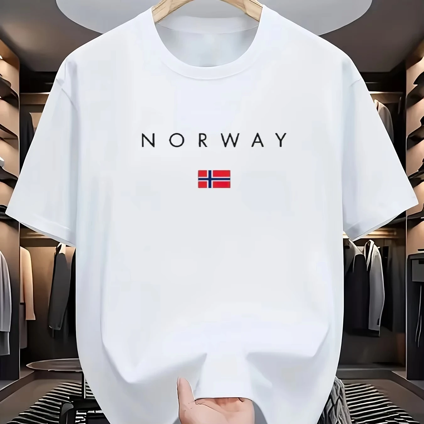 

Летняя модная спортивная повседневная футболка из чистого хлопка 2026 года с принтом NORWAY, футболка с круглым вырезом и короткими рукавами, топ унисекс
