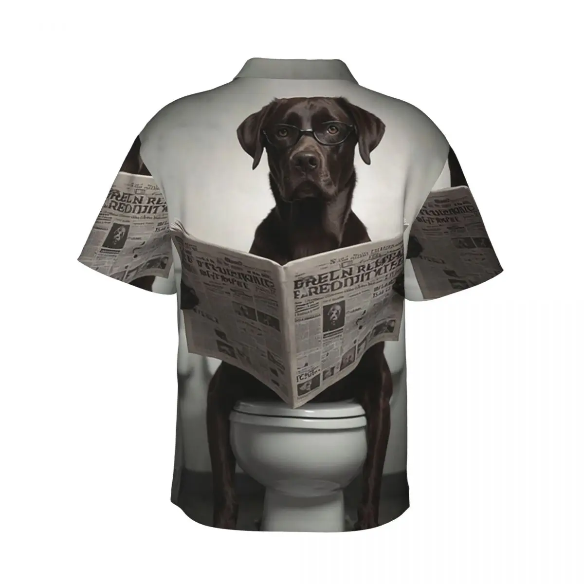 Chocolate Labrador Reading A Newspaper Men's Shirts Hawaiian Short Sleeve Shirt Fashion Button Tops for Summer Beach