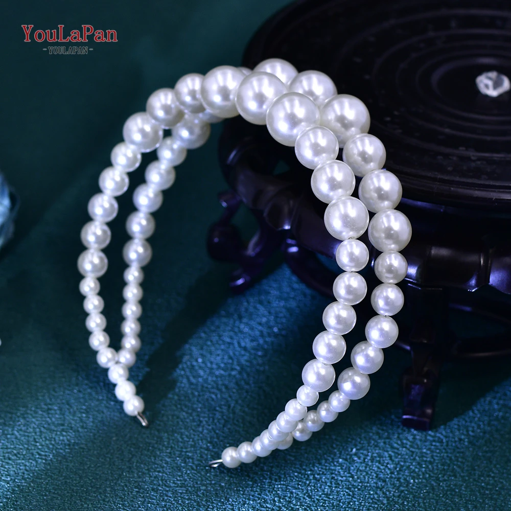 YouLaPan Oversize Large White Color Pearl Headband Full Pearl Women Hair Band Crown Trendy Bridal Headwear Hair Accessorie HP727