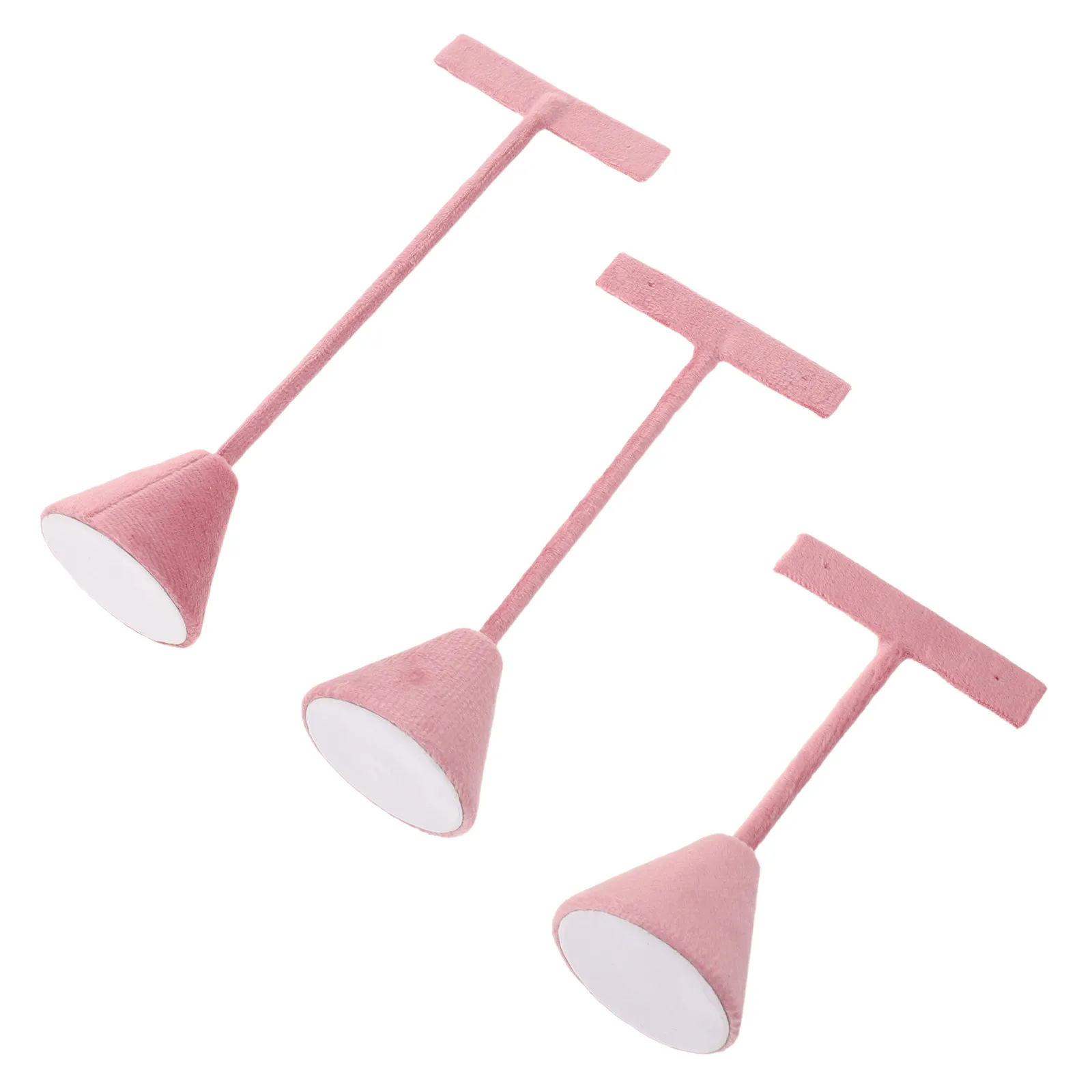 

Набор из 3-х подставок-органайзеров для серег, многоуровневый держатель для украшений для прилавка, выставочного зала, ярмарки, для хранения ожерелий и браслетов, розовый