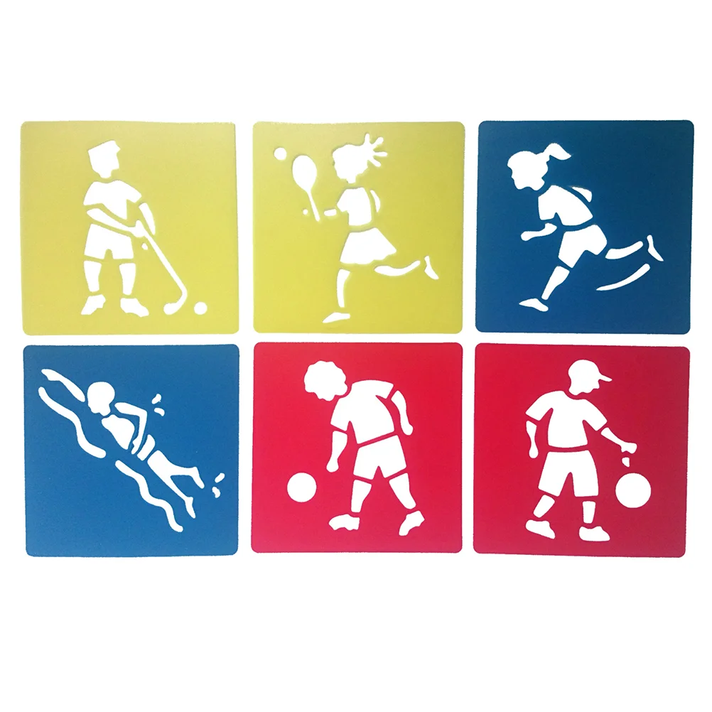 6Pcs Plastic Drawing Painting Stencil Templates for Kids Crafts Washable Template for School Projects (Random Patterns)