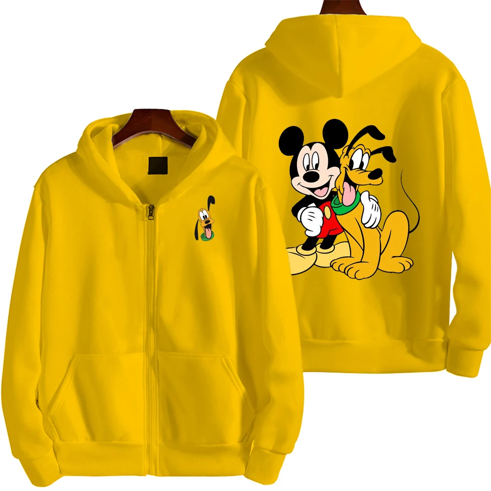 Mickey Mouse And pluto dog Men Cartoon Zipper Hoodie New Anime Women Sweatshirt Spring Autumn Casual Couple Jacket Coat