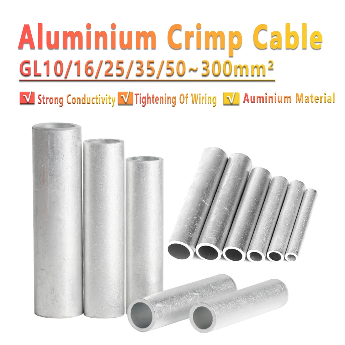 

GL10mm²~300mm² Aluminium Tube Pin Crimp Terminal Cable Lug for Circuit Breaker